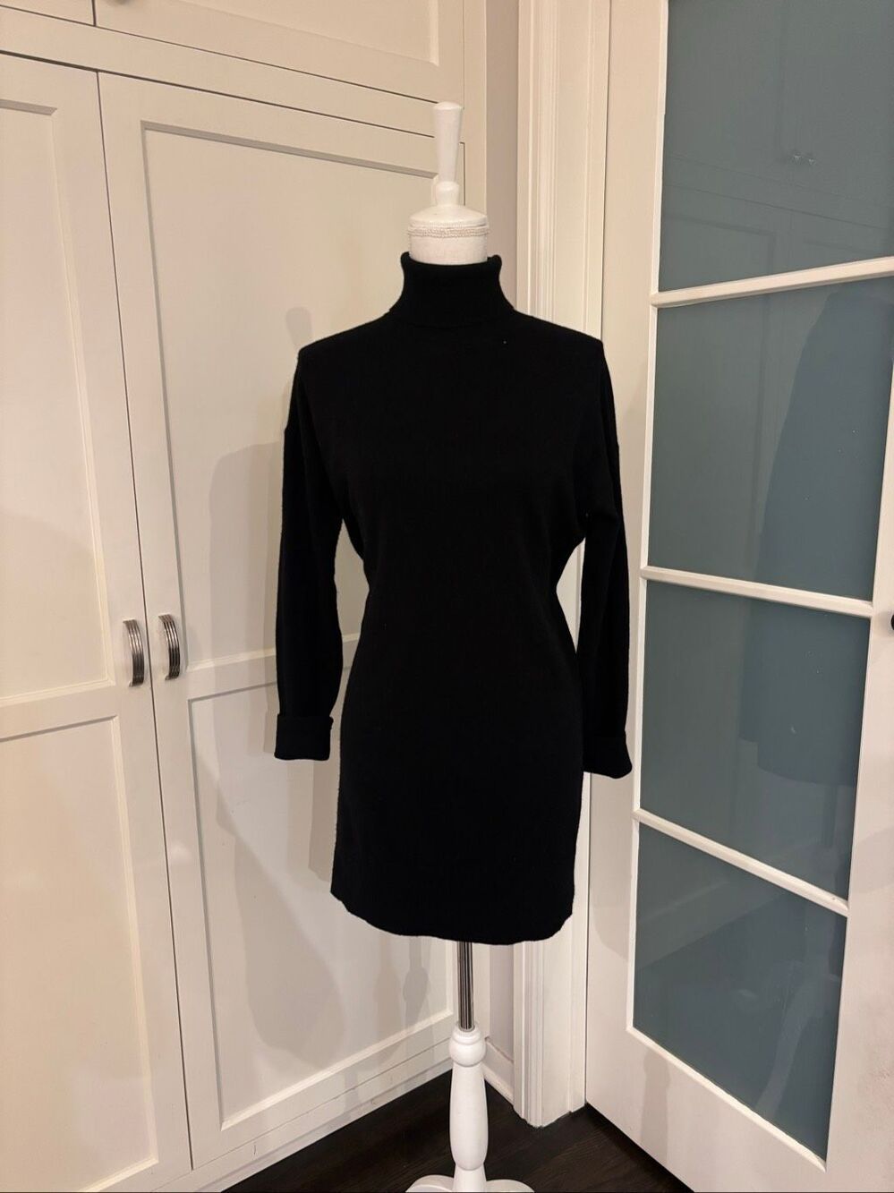 Everlane Women's Black Cashmere Turtleneck Knit Tunic Sweater Dress‎ Size Small